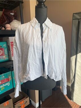 Tennis- Women's White Button-Front Collared Blouse